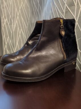 Pedro Miralles Brown Leather Ankle Boots with Gold Hardware